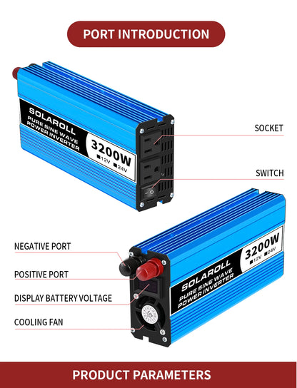 3200W DC 12V/24V Pure Sine Inverter