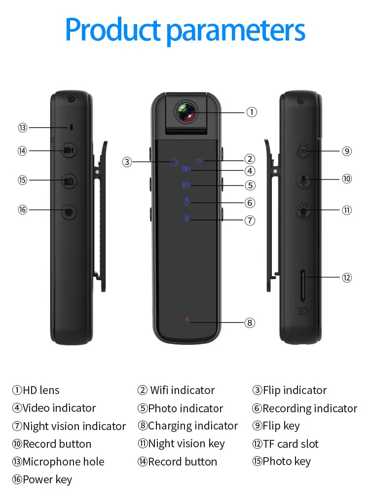 HD 1080P night vision mini DV Body camera