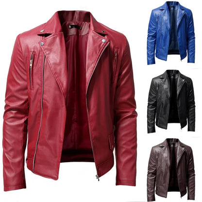 Men PU Leather Solid Color Jacket