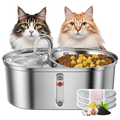 0.8GAL 2-IN-1 Automatic Stainless Steel Pet Water Fountain