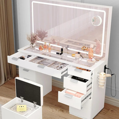 LED Mirror Vanity Desk Set