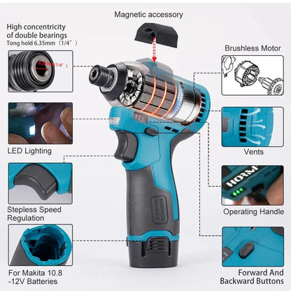 120N.m Brushless Impact Screwdriver Cordless Electric Drill