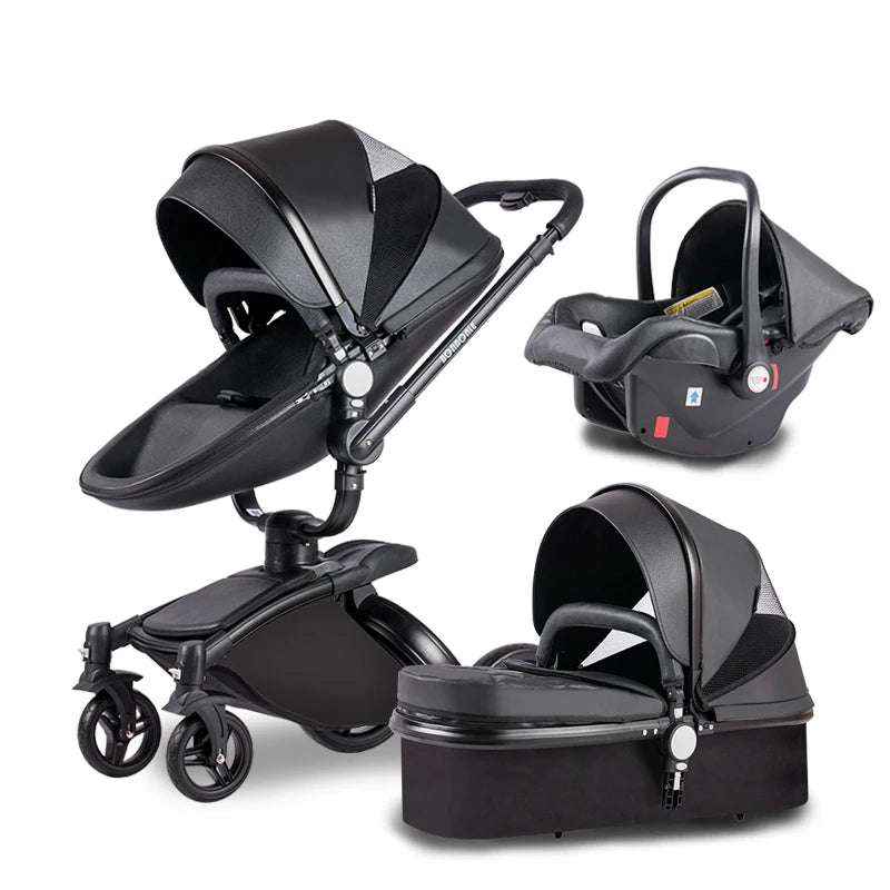 3 in 1 PU leather Baby Stroller