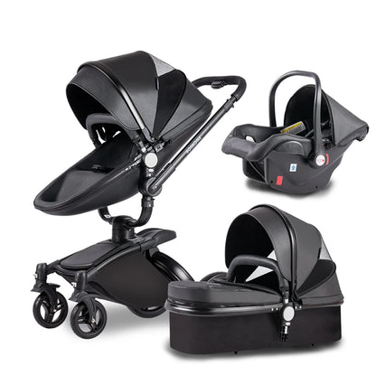 3 in 1 PU leather Baby Stroller
