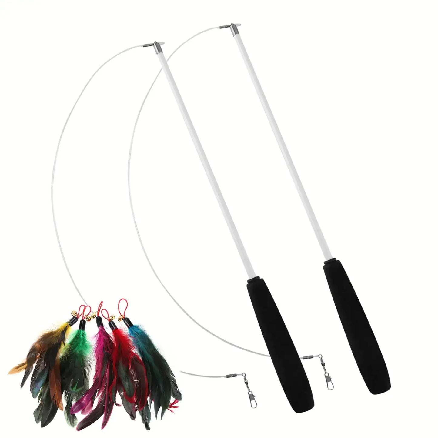 Cat Teaser Wands Three-section Telescopic Fishing Pole  Toys