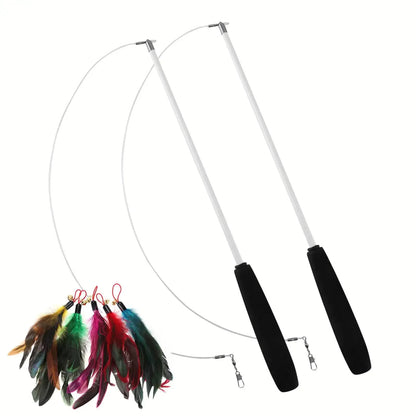 Cat Teaser Wands Three-section Telescopic Fishing Pole  Toys