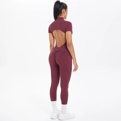 Short Sleeved Fitness Jumpsuit for Woman