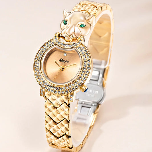 Leopard 3D Bling Diamond Quartz Women Watch