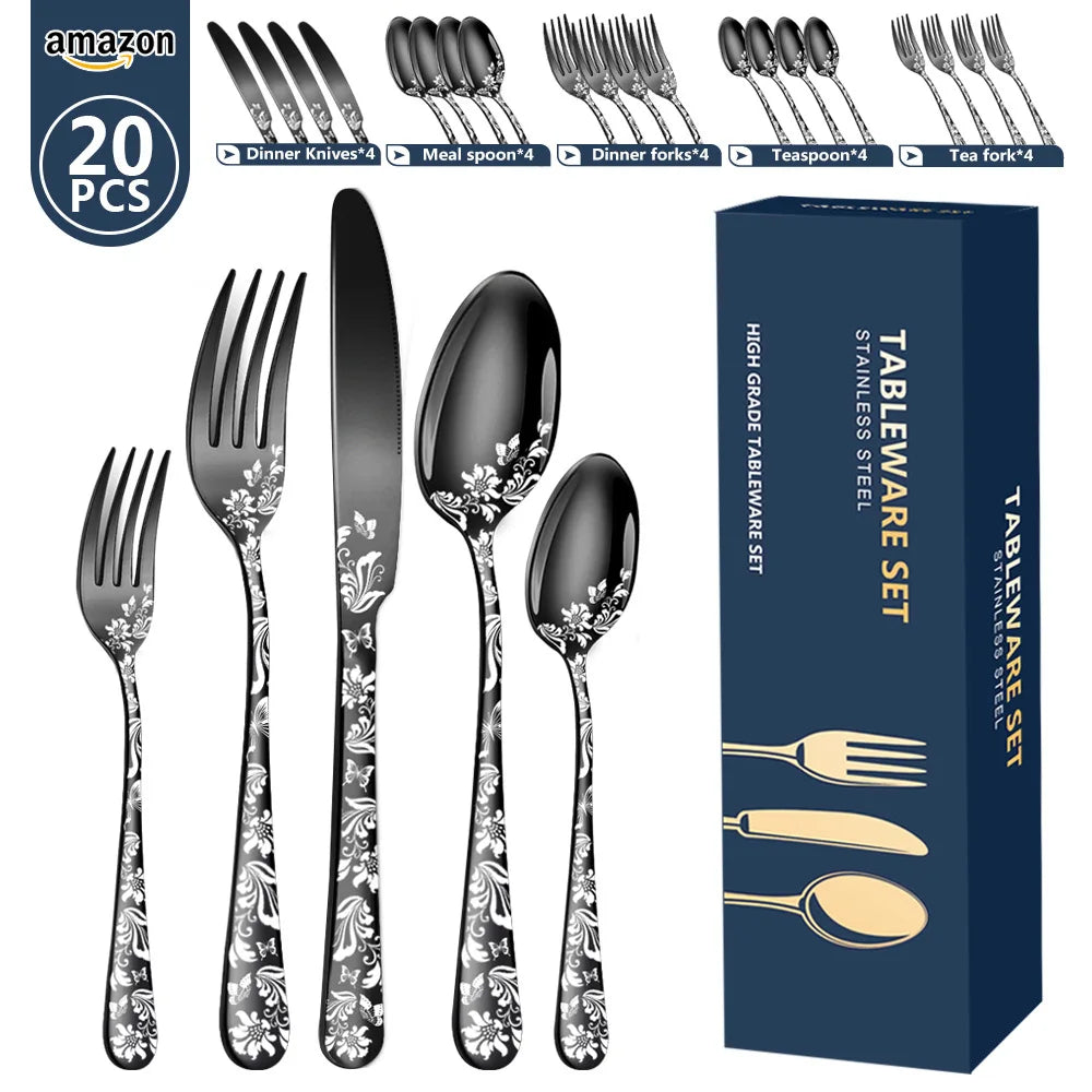 Hammered Silver Gold Silverware Set