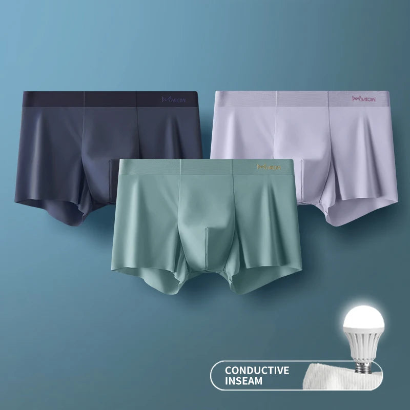 3Pcs Ice Silk Antistatic Boxer Shorts