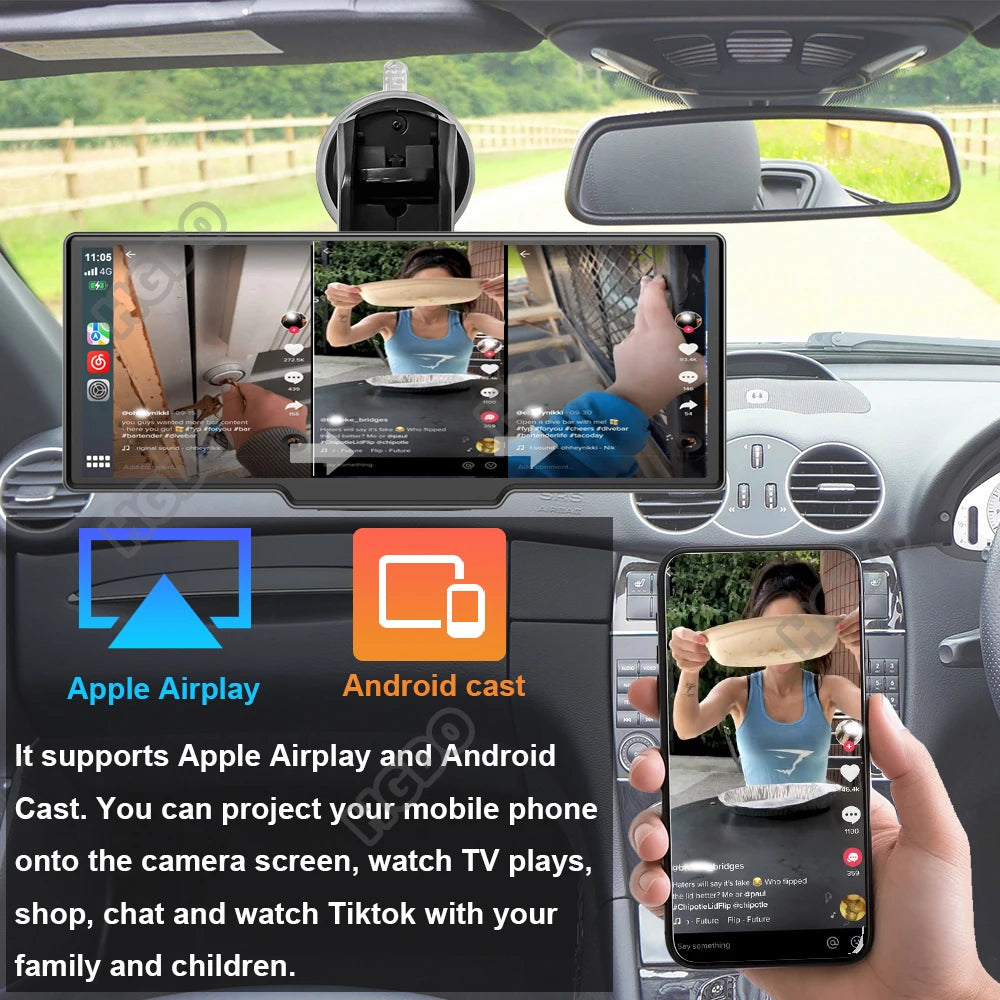 10.26'' 4k Dash Cam with GPS Navigator