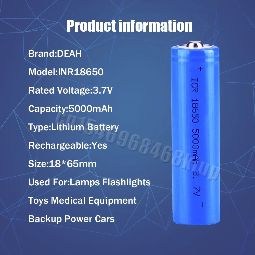 18650 3.7V 5000mAh Rechargeable Lithium Battery