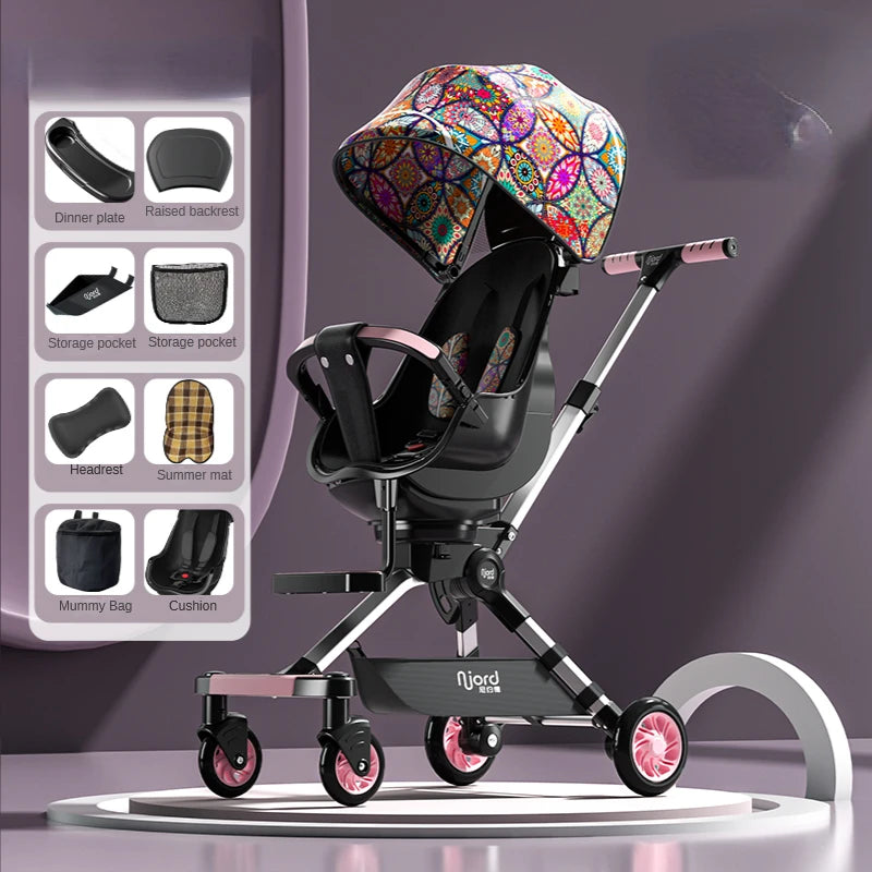 fold can sit and lie down Baby stroller