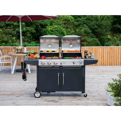3-Burner Cabinet Gas Grill and Charcoal Grill