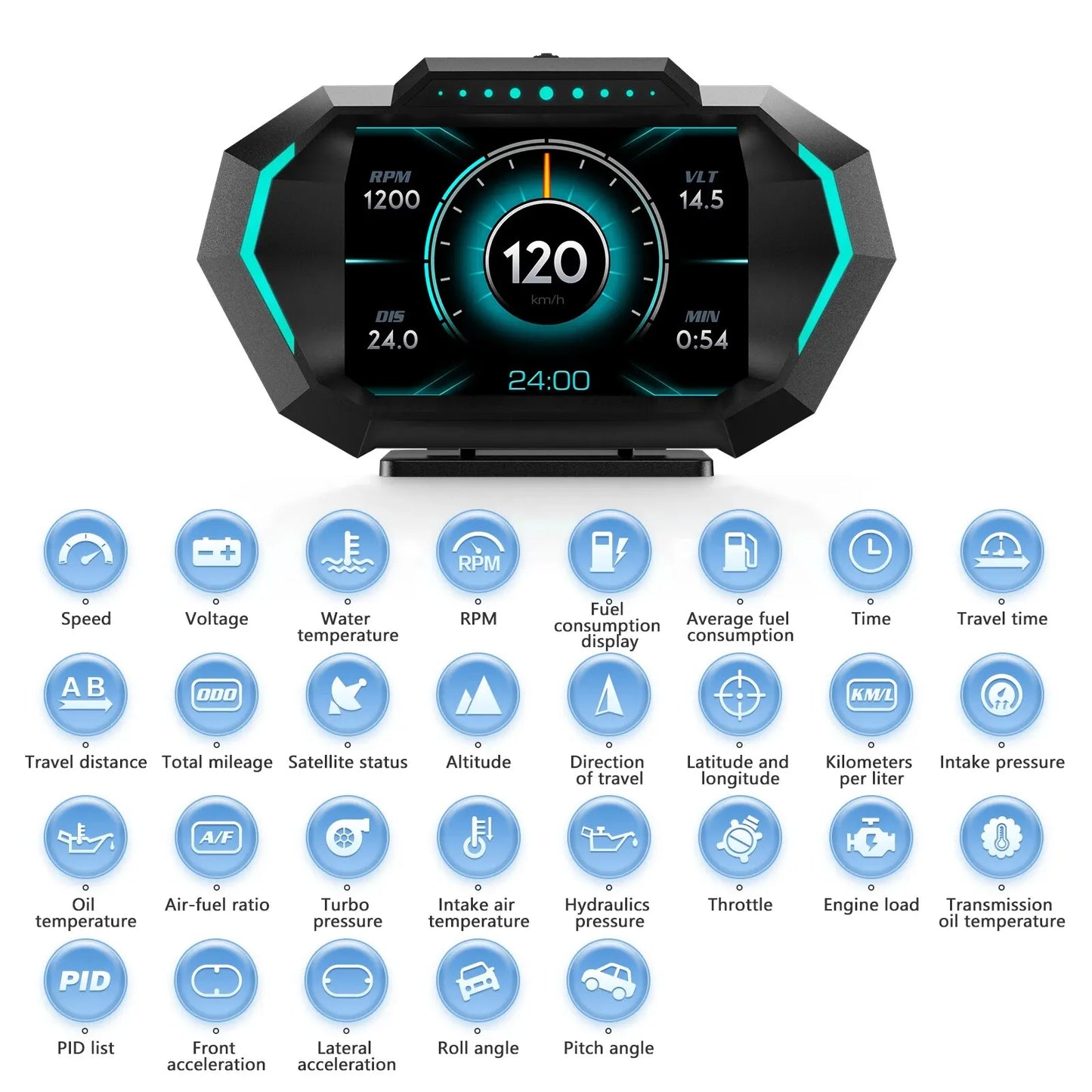 Car Head Up Display Multi-function Intelligent System Speed Meter