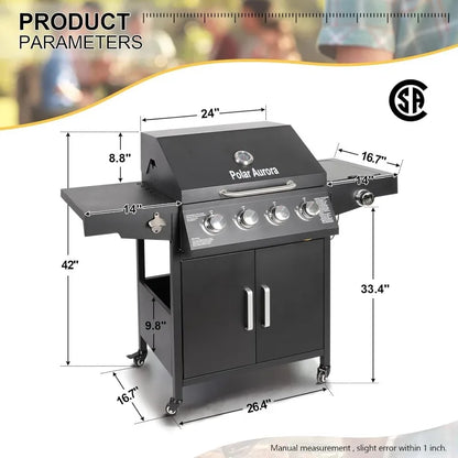 4 Burners with Side Burner Freestanding Grill