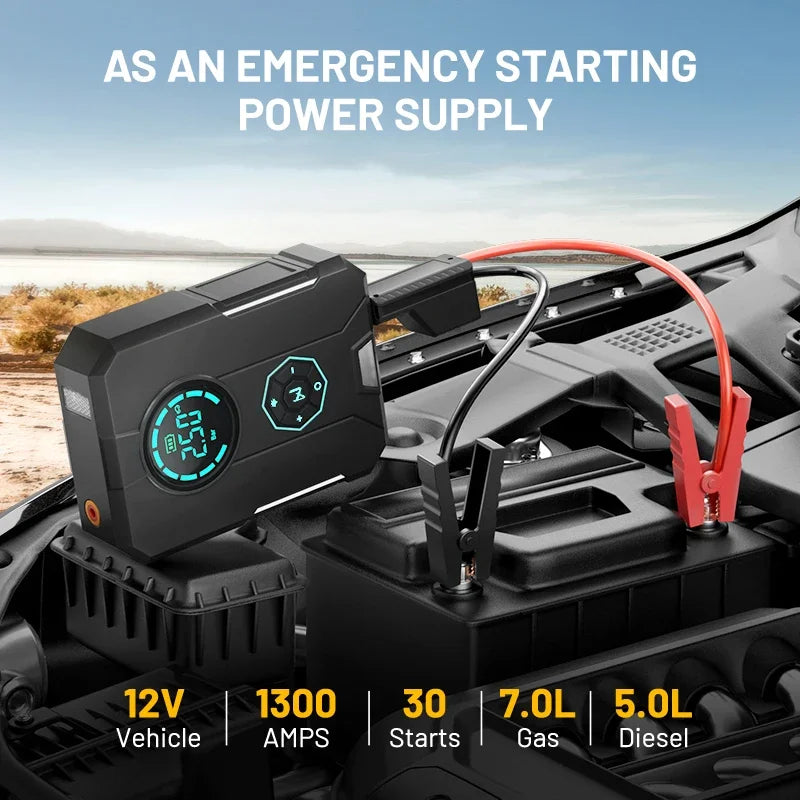 Upgraded 6 in 1 Car Jump Starter & Air Pump