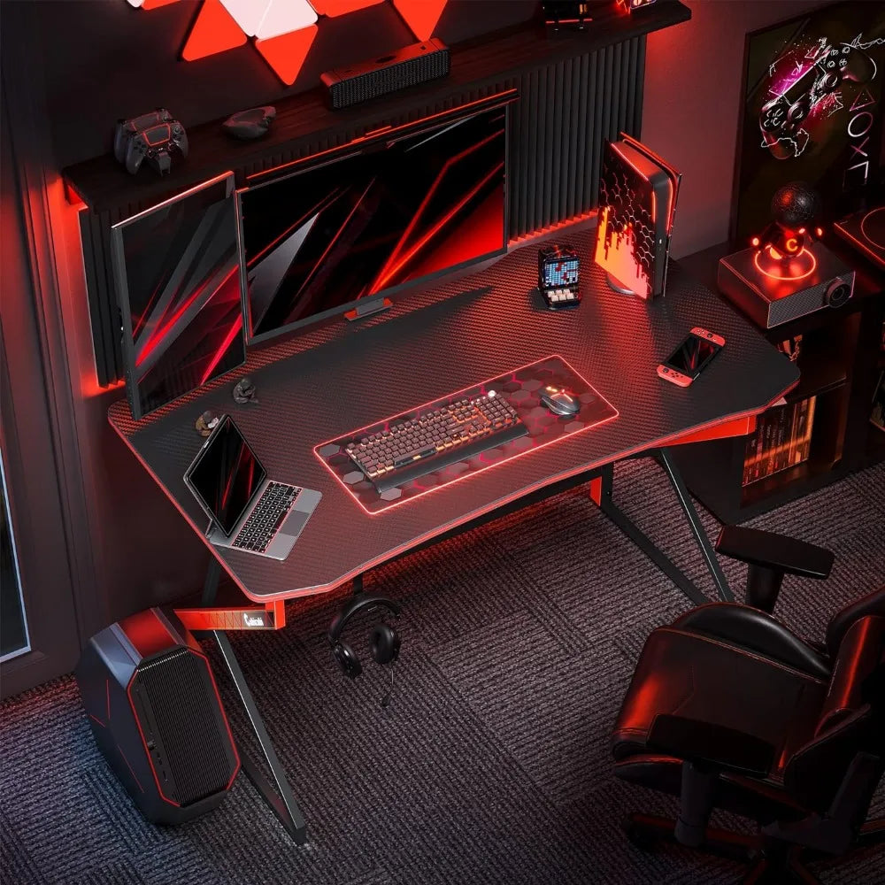 Z Shaped 55 inch Gaming Computer Desk