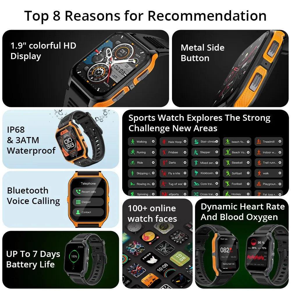 P73 1.9" Outdoor Military Smart Watch