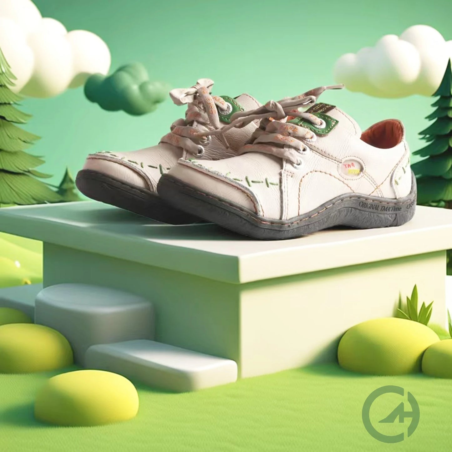 Hand-Stitched Leather Sneakers Shoes