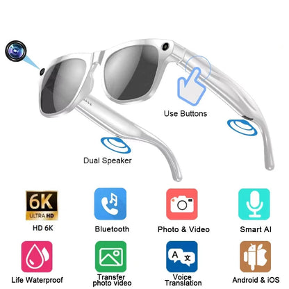 6K HD AI Smart Camera Glasses