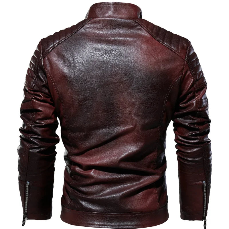 Men's Fleece Leather Biker Jacket