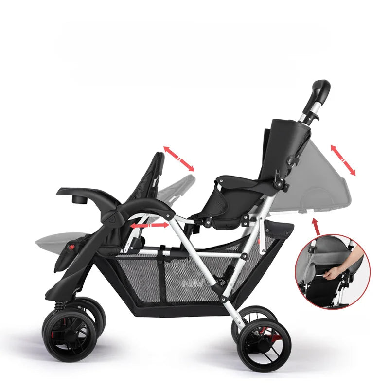 Luxury Double Folding Twin Baby Stroller