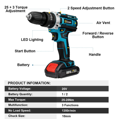 88VF Cordless Drill Electric Screwdriver