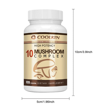 10 Mushroom Complex - Balances Mood, Immune Support- 120 Capsules