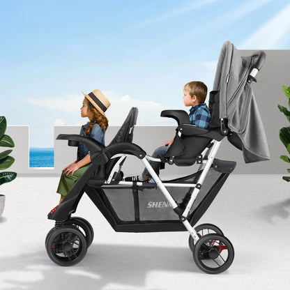 Luxury Double Folding Twin Baby Stroller