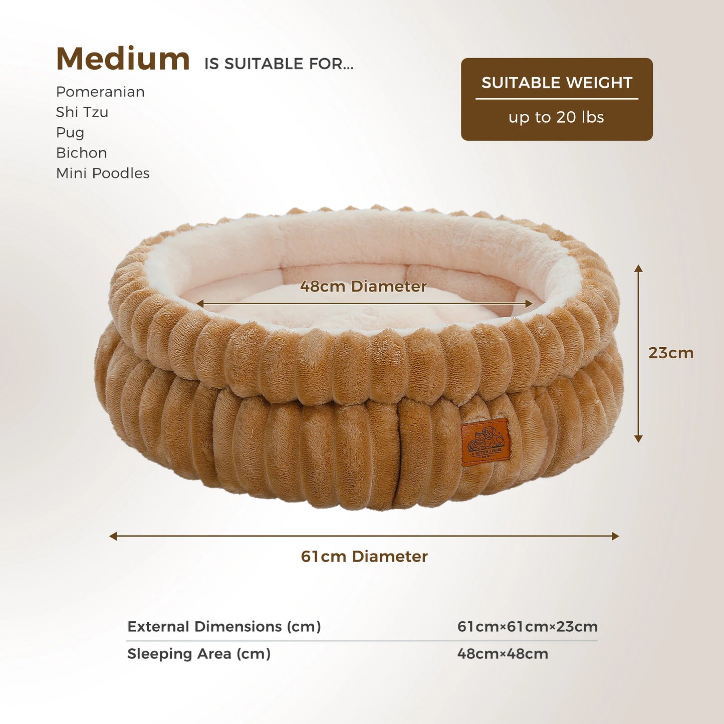 Washable Round Dog Bed