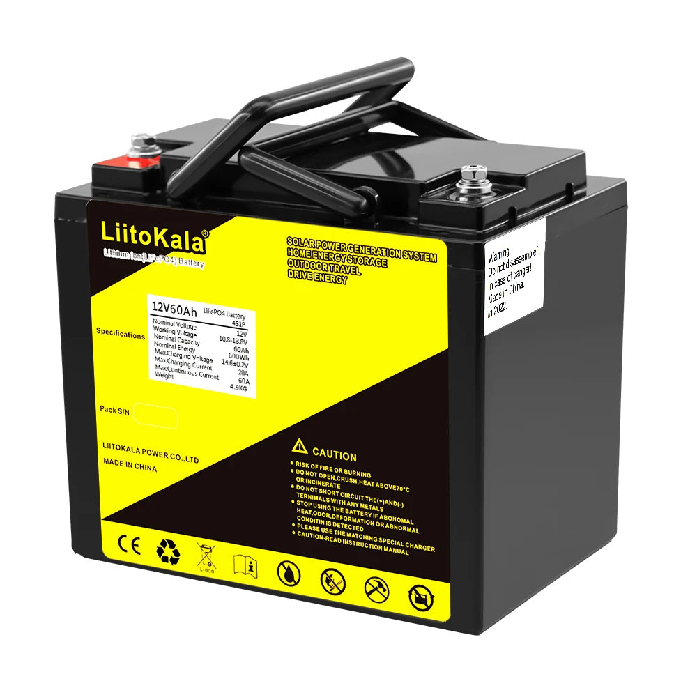 12V 60Ah Deep Cycle LiFePO4 Rechargeable Battery