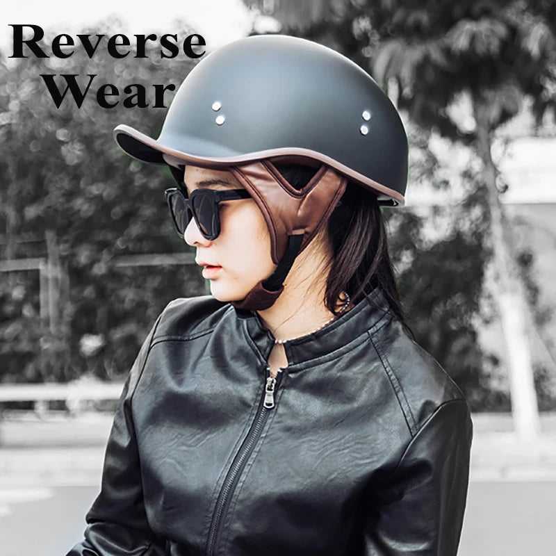 AD Retro Motorcycle Half Helmet