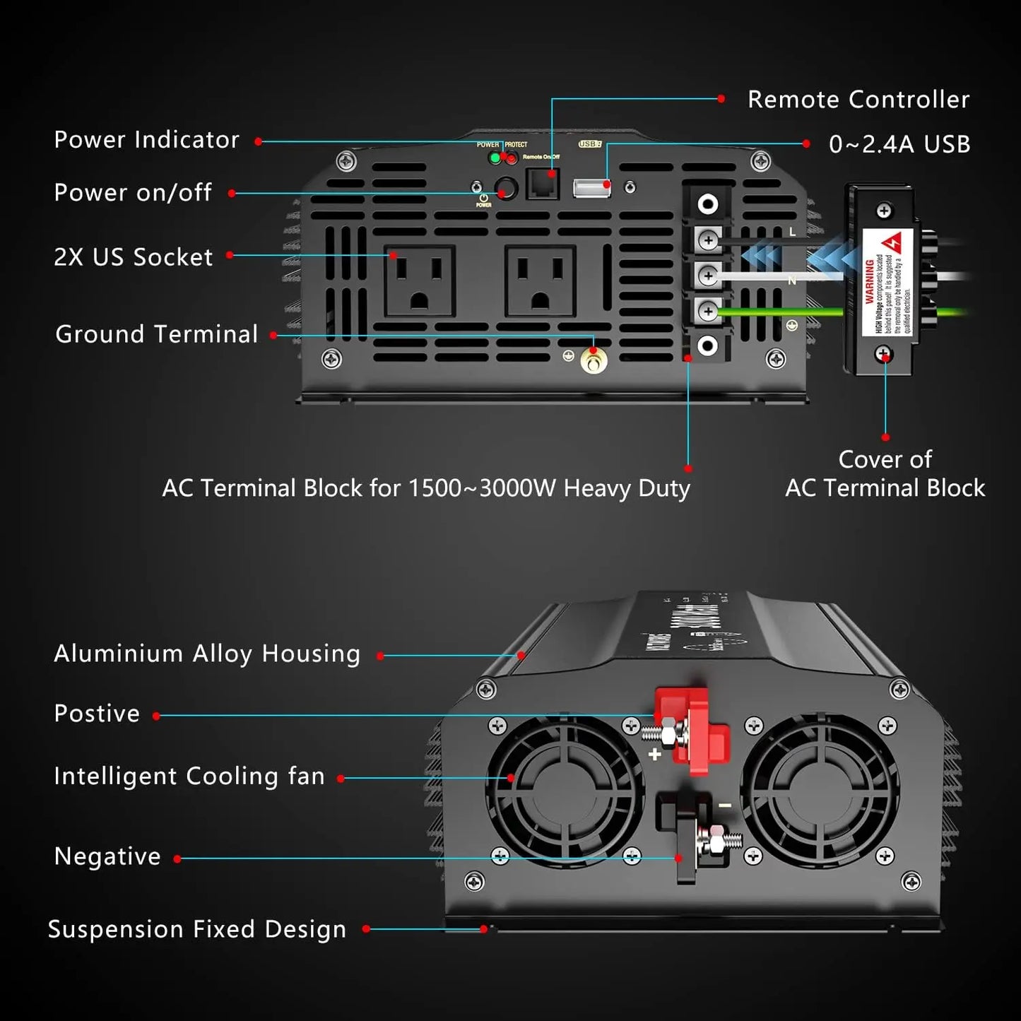 3000Watt 12V Pure Sine Wave Inverter