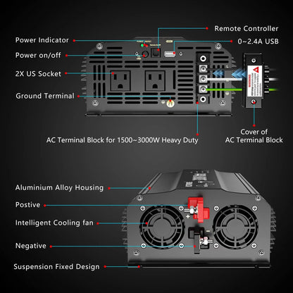 3000Watt 12V Pure Sine Wave Inverter