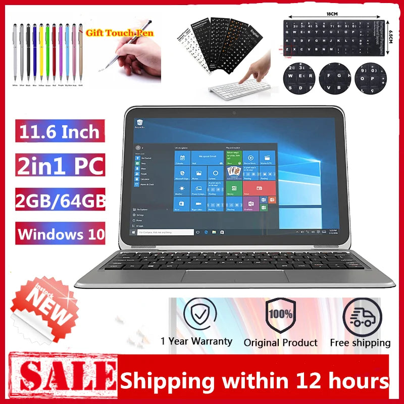 11A 2GB DDR+64GB 11.6" Tablet PC Windows 10 With Docking Keyboard