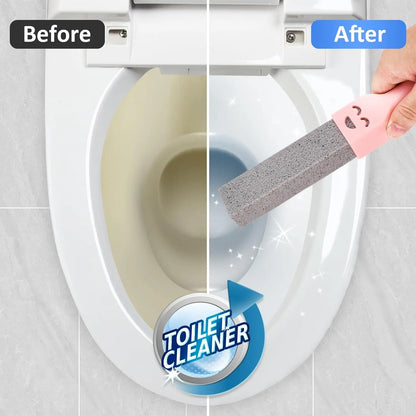 2 Pack Pumice Stone Cleaner with 2 Universal Handles - Grey Scouring Sticks for Toilets Bathrooms Kitchens Spas Pools