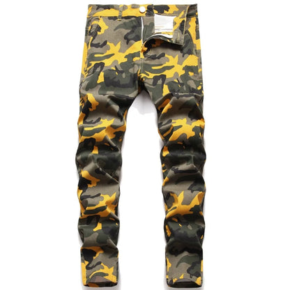 Men High Quality Denim Camouflage Jeans