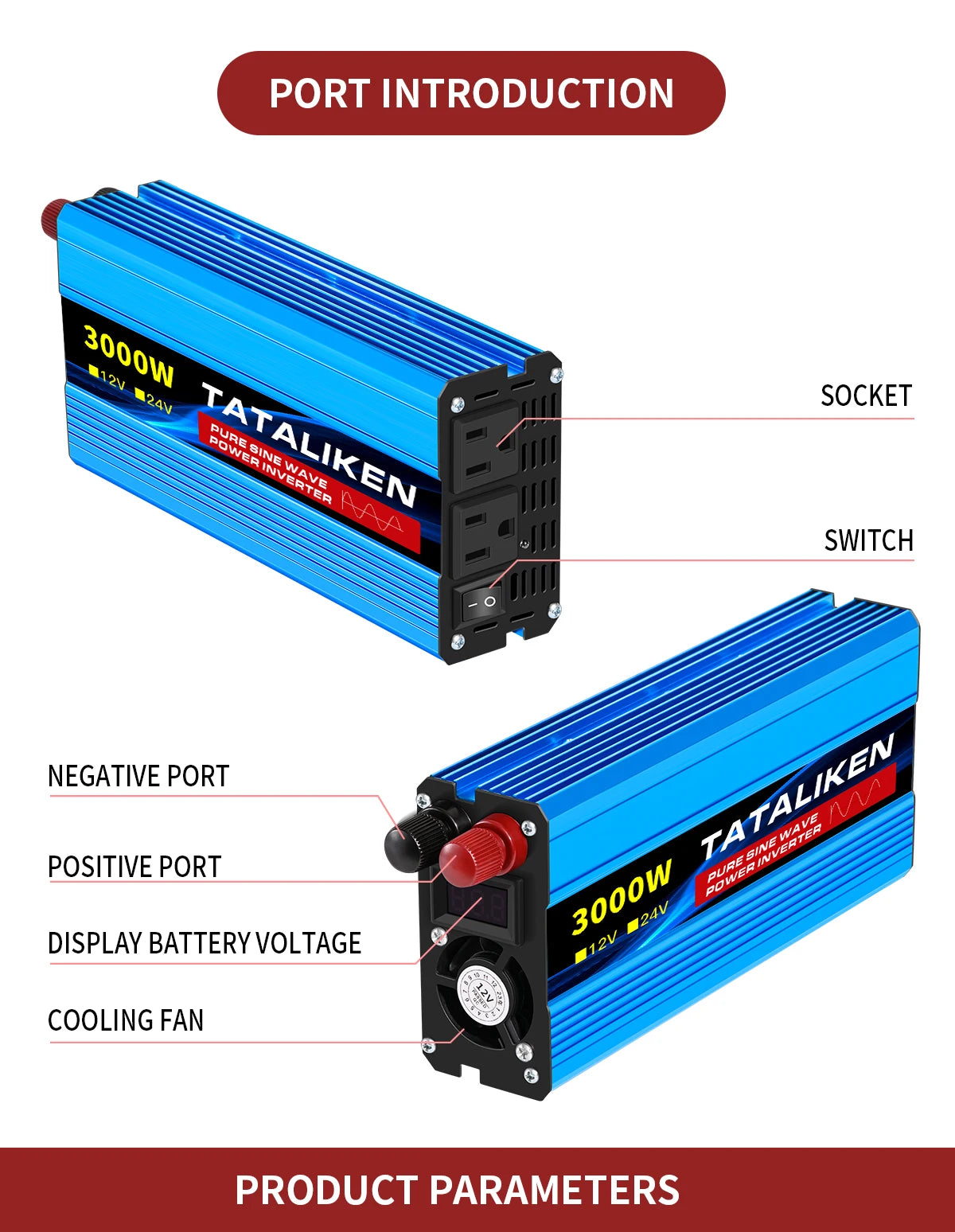 Power Inverter 10000W DC 12V