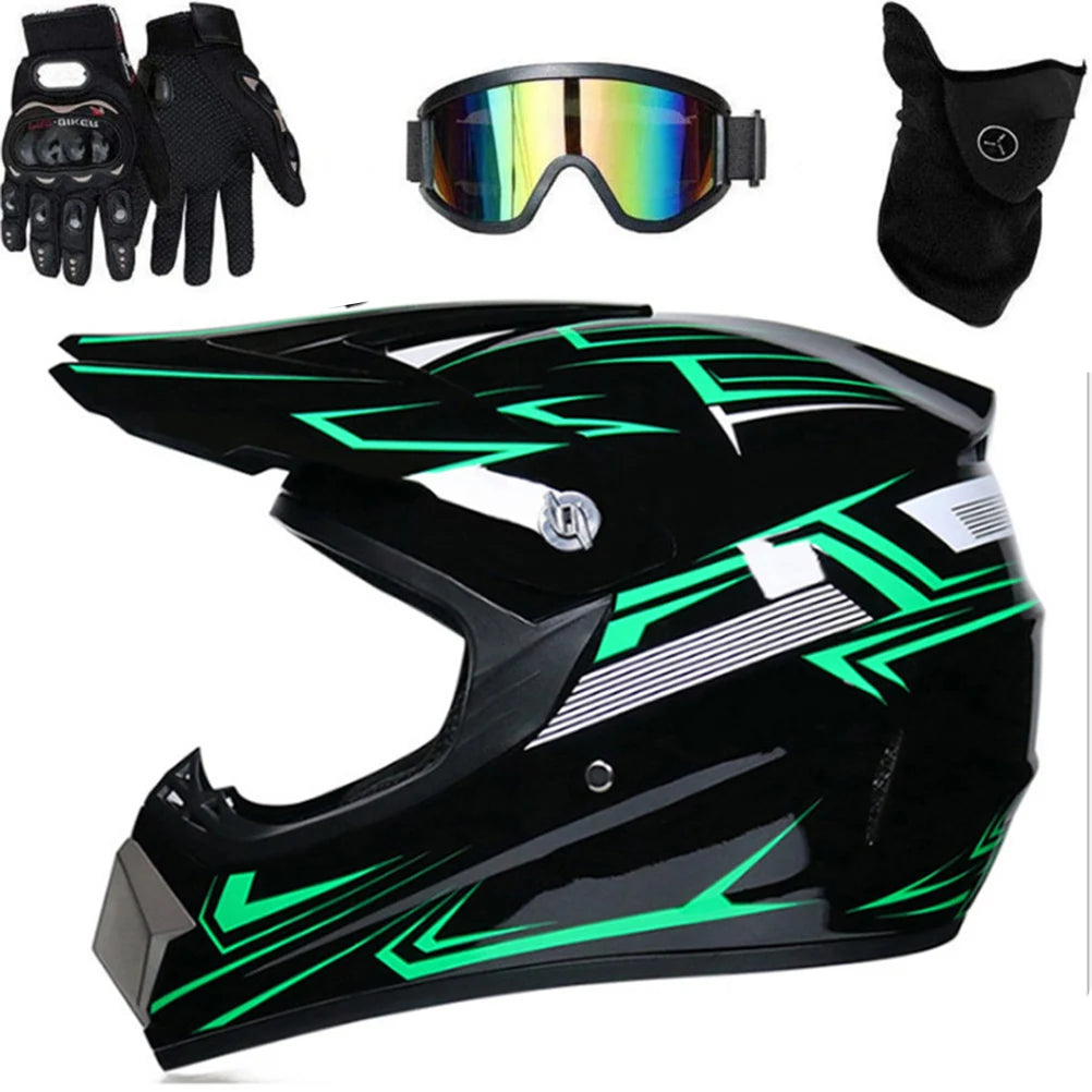 Full Face MTB Helmet with Goggles Gloves Face Cover