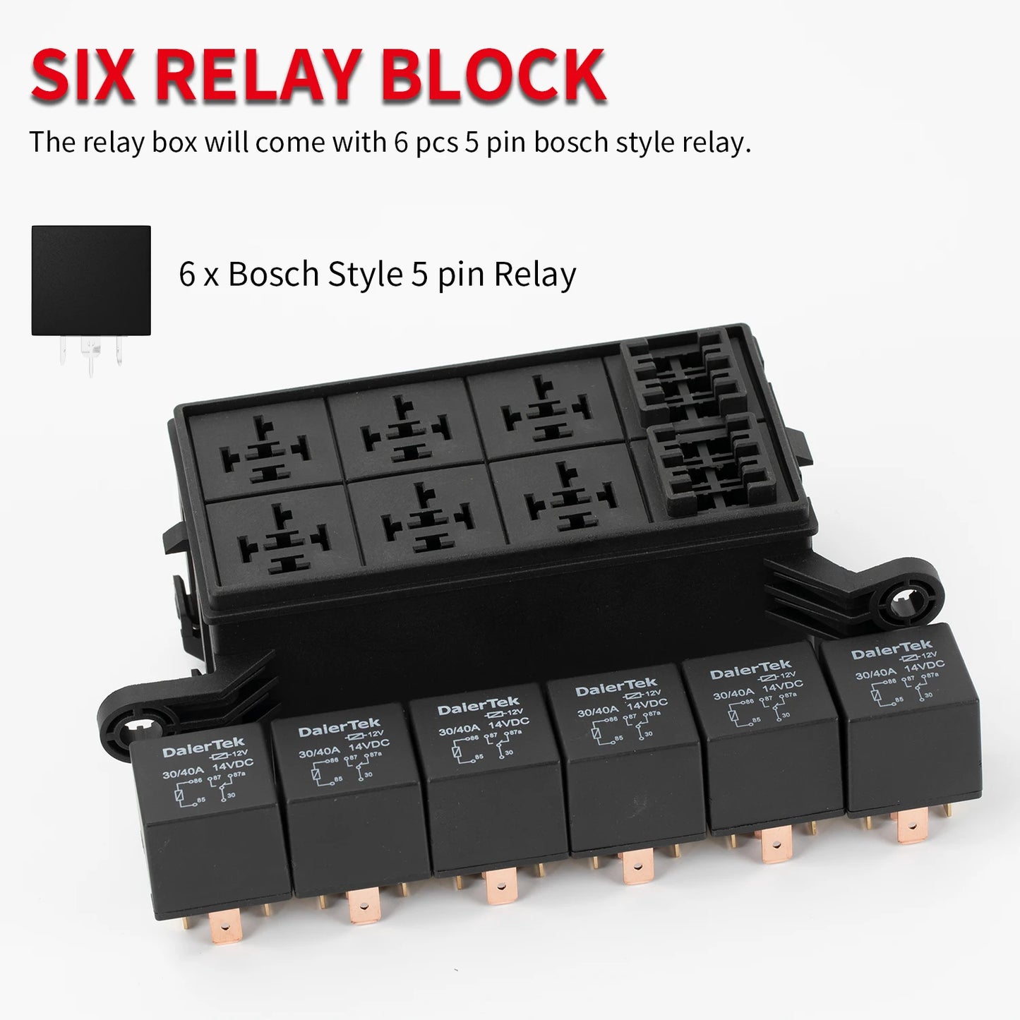 DaierTek 12V 6-Way Relay Fuse Box