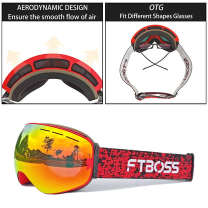 Double Layer Anti Fog Lens Ski Goggles