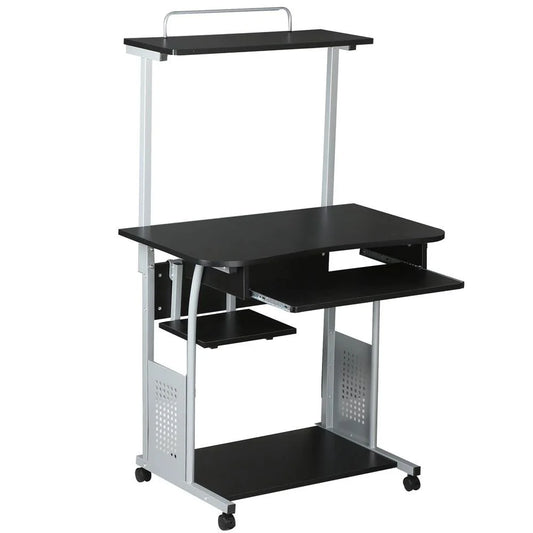 Portable Computer Desk with 4 Storage Shelves and Keyboard Tray