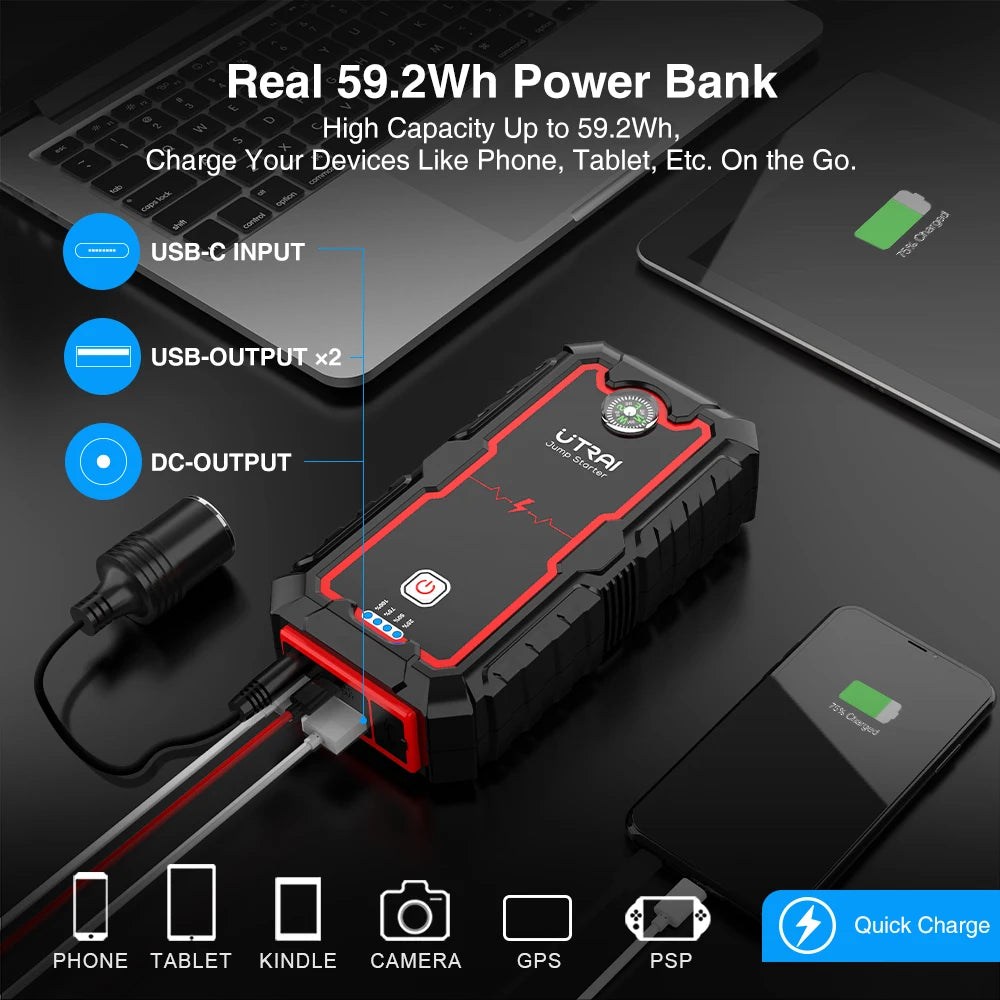 2000A Jump Starter Power Bank Portable Charger