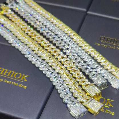 12mm Full Iced Out Diamond Cuban Link Bracelet