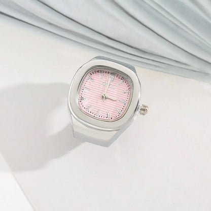 Creative finger ring watch mini quartz watch adjustable time watch ring simple stylish punk watch ring personalized mini clock