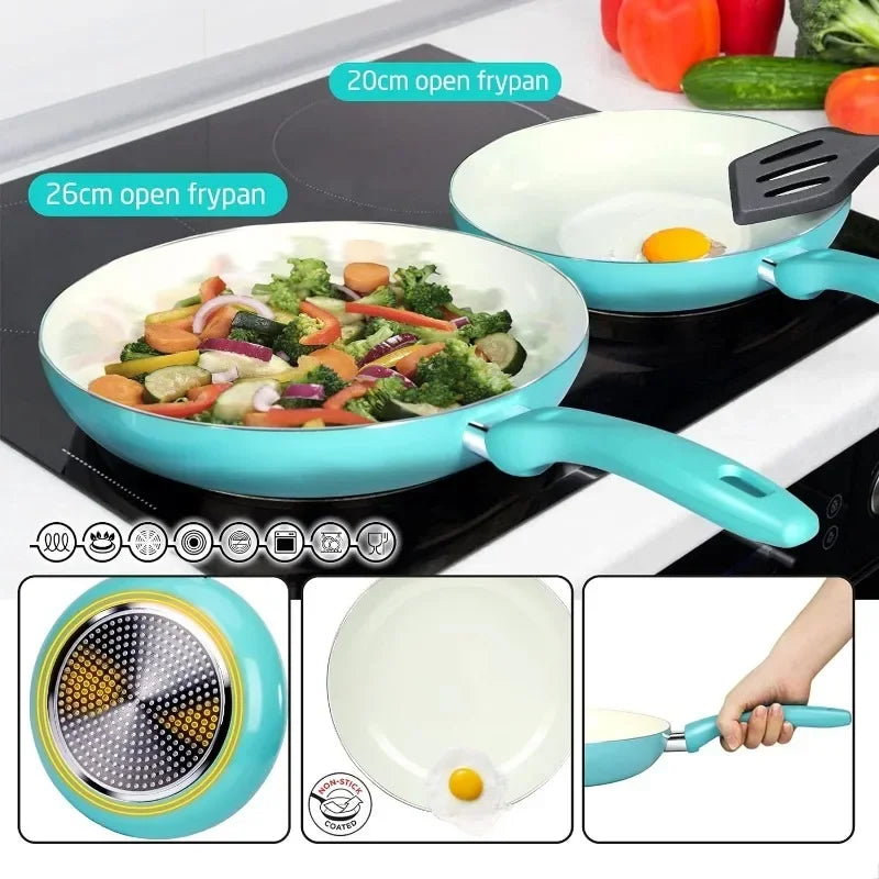 16-piece Soft-grip Ceramic Non-stick Pan Set