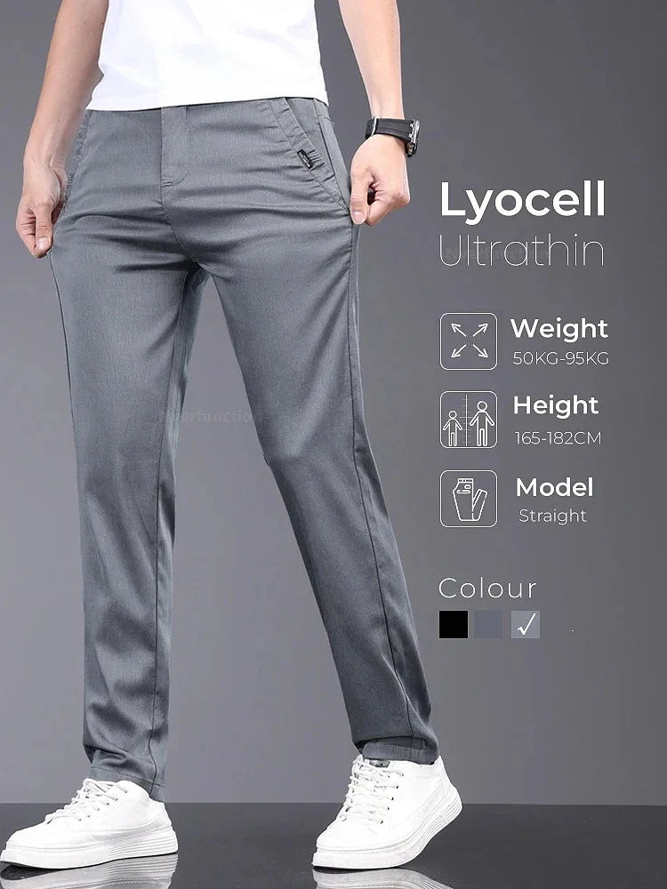 Men Soft Stretch Lyocell Fabric Summer Pant