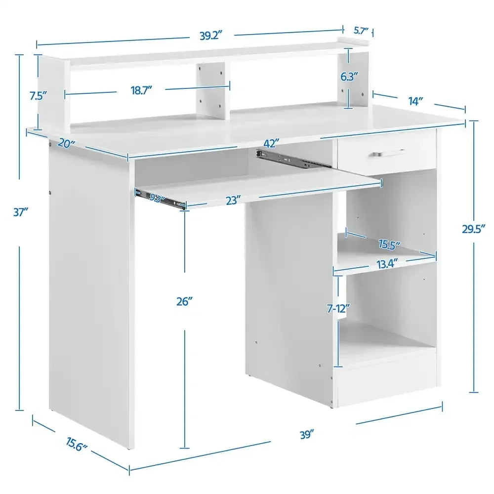 Wooden Home Office Computer Desk with Drawers