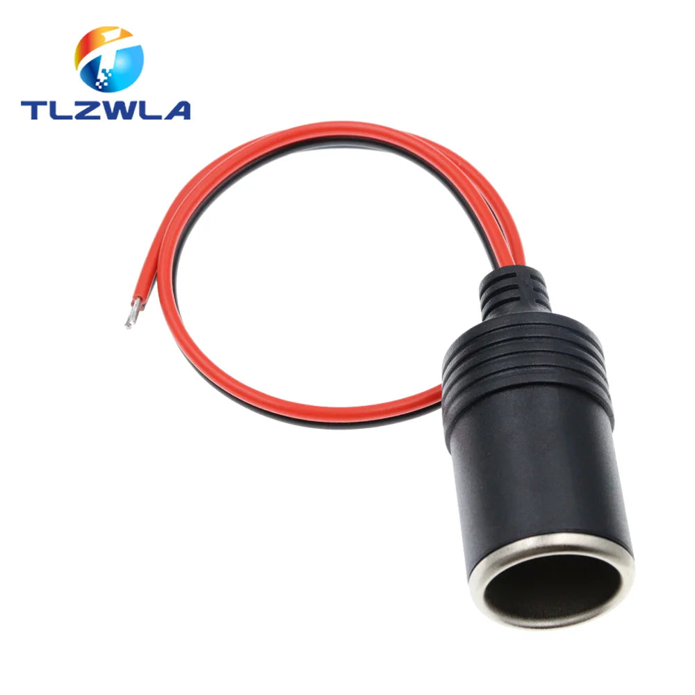 1PCS Pure Copper Car Cigarette Lighter Charger Cable Female Socket Plug Connector Adapter Cable Fuse